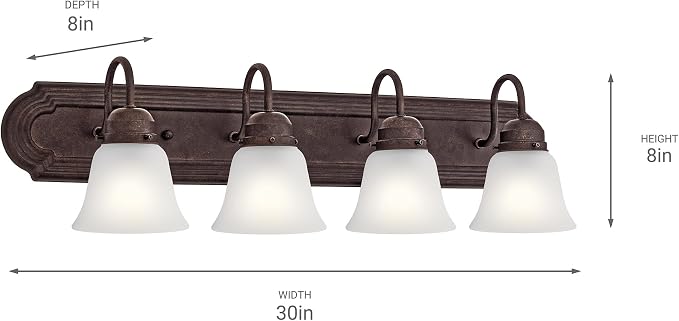 Kichler 5338TZS 30" 4-Light Bathroom Vanity Light Fixture - Image 3