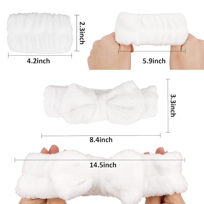 WHAVEL 6PCS Spa Headband and Wristbands Set, Face Wash Headband Wrist Bands - Image 2