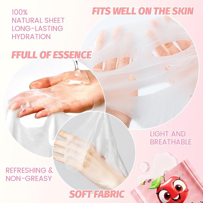 Kaely 12 Pack Fruit Face Masks for Kids, Kids Face Mask Spa Day Kit Supplies - Image 4