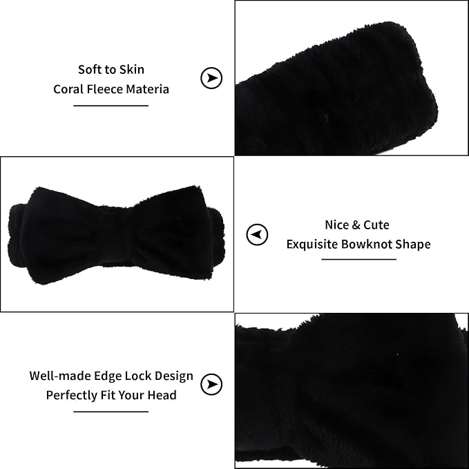 Casoty 10 Pcs Black Face Wash Headbands, Spa Gifts - Image 5