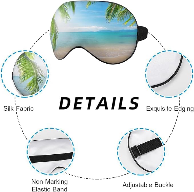 Tropical Beach Sleep Mask Eye Mask Palm Sand Sea Blue Sky Summer Sleep Mask - Image 3