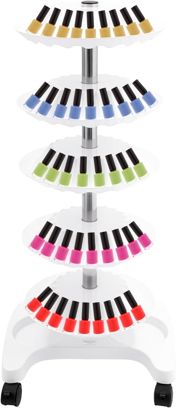 Nail Polish Trolley Organizer, 5 Tiers 360° Rotating Tray Nail Polish Spinning by AngelcityCC