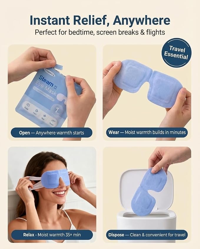 10 Packs Self Heating Steam Eye Mask: Warm Eye Compress - Image 9