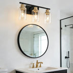Bathroom Light Fixture Black Gold Vanity Lights Over Mirror, 3 Light Wall - Image 3