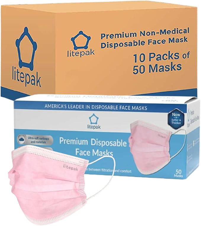 Litepak 500pcs Premium Disposable Face Mask SOFT 3ply Nose Wire - Image 5
