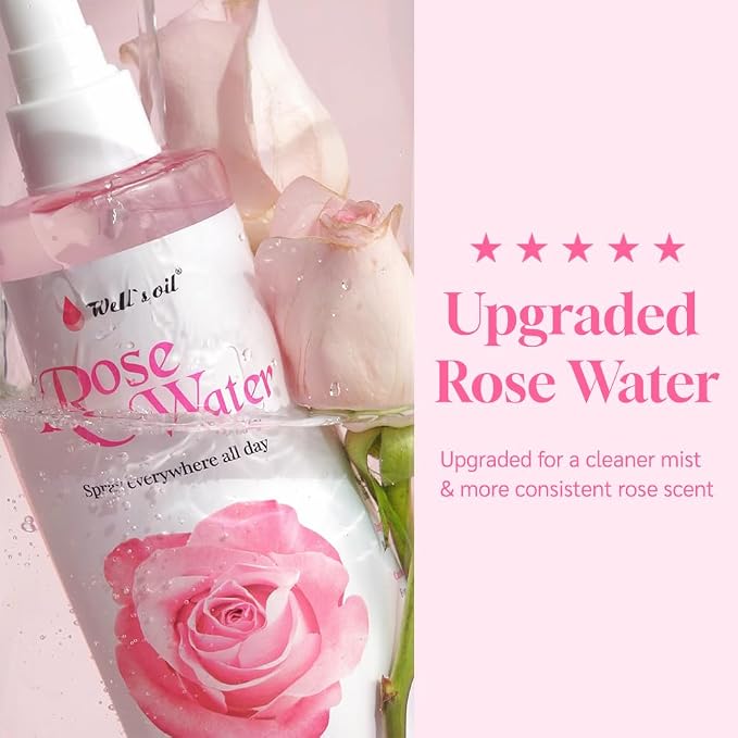 Well's Oil Rosewater Face & Hair Mist Spray | 4-Pack | Floral Rosewater - Image 5