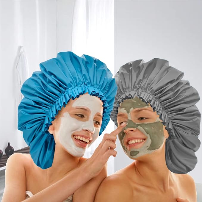 ELEBOX Large Shower Cap 3 Pack Oversized Shower Cap - Image 3