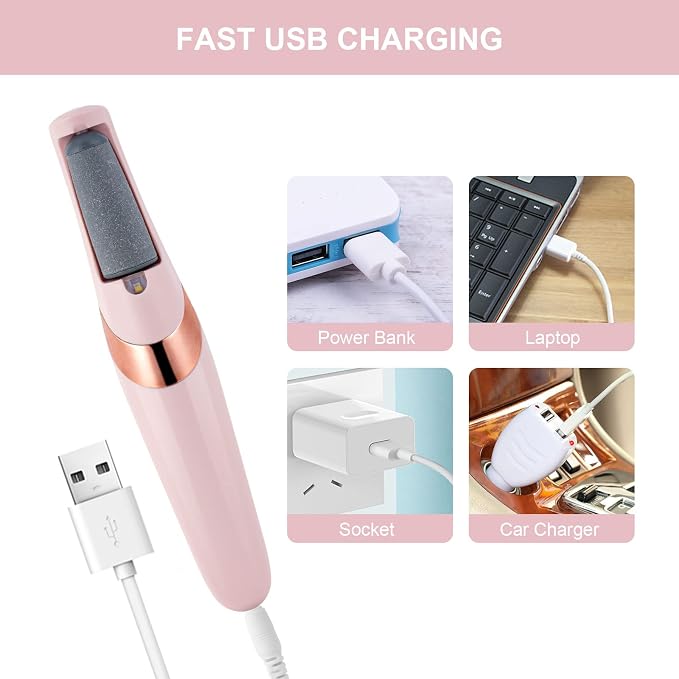 AOOWU Electric Foot File, USB Rechargeable Feet Callus Remover - Image 4