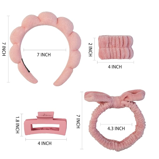 7 Pcs Spa Set, Facial Headband and Wristband Set, Skincare Accessories - Image 6