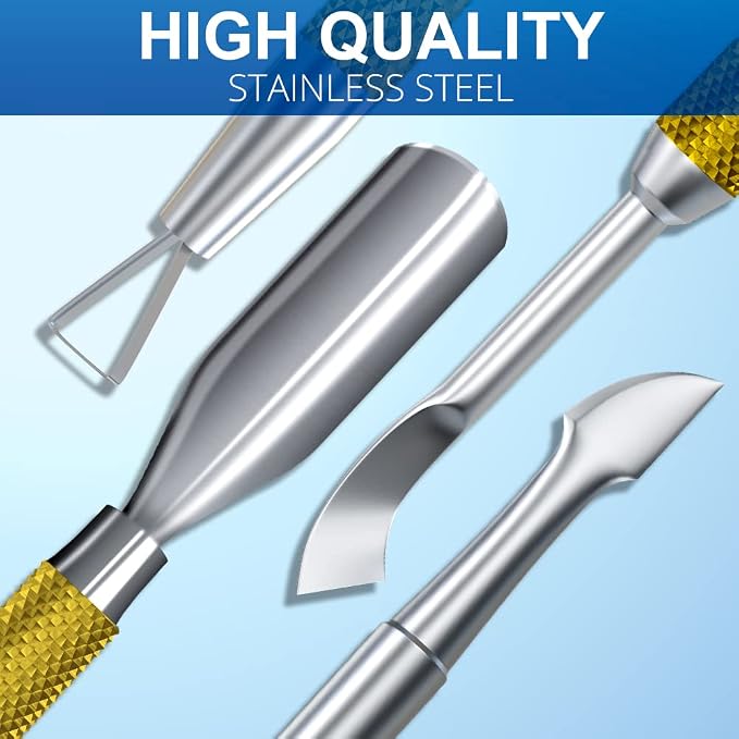 2PCS Metal Mineral Gold Cuticle Pusher and Cutter Remover Salon Quality - Image 6