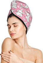 Bunny Hair Towel Wrap Microfiber Fast Drying Hair Turban by DecorateYourLife