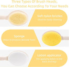 LFJ 19" Long Handle Shower Sponge Brush Set, 3 in 1 Body Brush, Bath Sponge and - Image 2