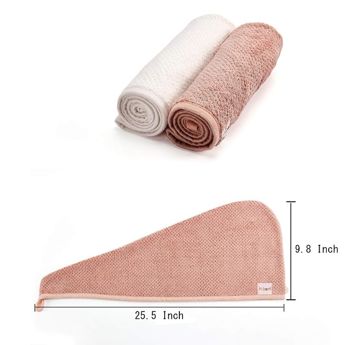 M-bestl 2 Pack Microfiber Hair Towel Wrap, Hair Drying Towel - Image 7