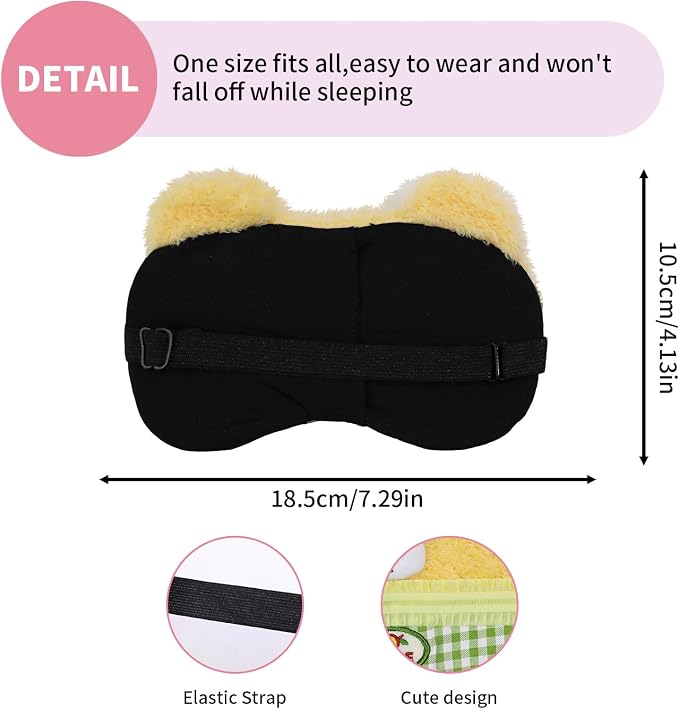 PERFECTSIGHT Sleep Eye Masks, Cute Plush Sleep Eye Cover Lightweight Adjustable - Image 7