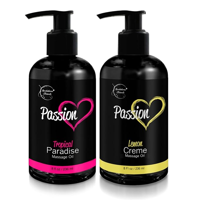 Passion Massage Oil for Date Night | Set of 2 Massaging Oils Lemon Crème & by BrookethorneNaturals