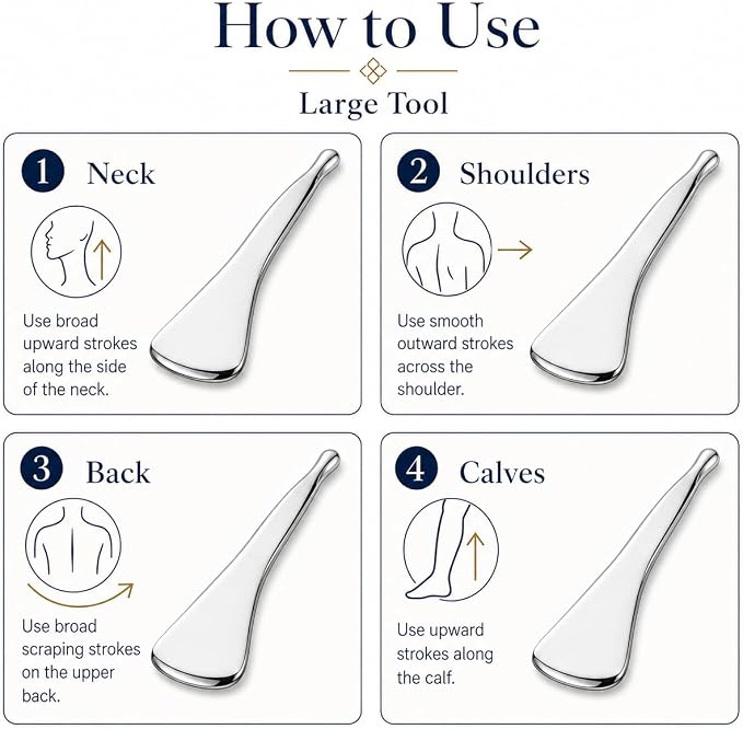 2-in-1 Dual-Ended Acupressure Massage Tool, Stainless Steel Gua Sha Scraper & - Image 4
