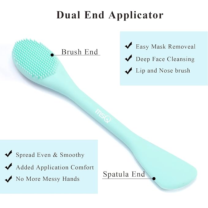 MSQ Silicone Face Mask Brush, Soft Facial Cleansing Scrubber, 2 Pack Double-End - Image 3