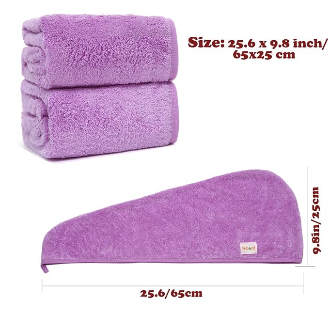 M-bestl 2 Pack Microfiber Hair Towel Wrap, Hair Drying Towel - Image 5