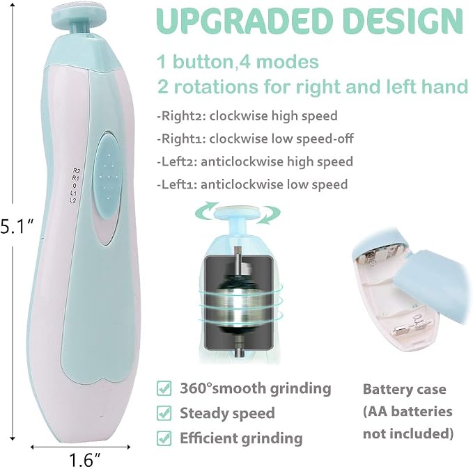 Baby Nail Trimmer Electric Nail File Baby Nail Clippers, Safe Nail Filer - Image 3