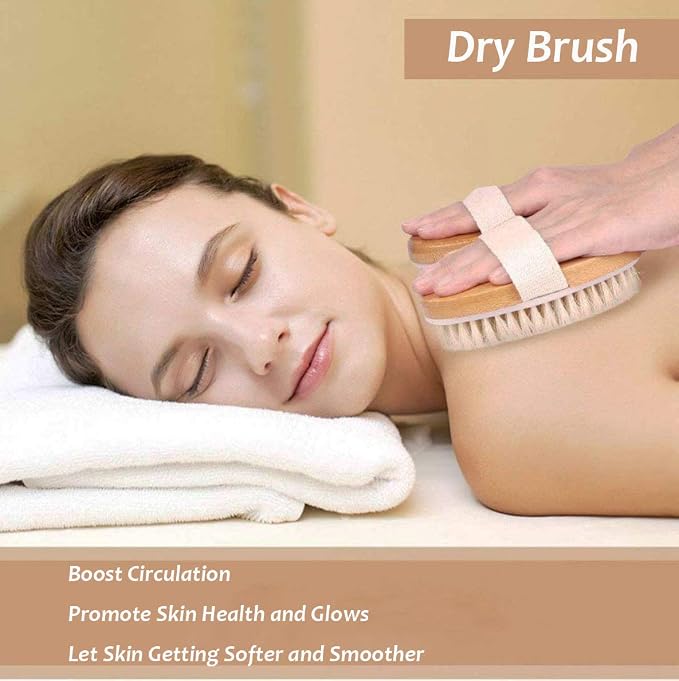 TEMEAYE Dry Brushing Body Brush Sets Wooden Handle Combined - Image 5