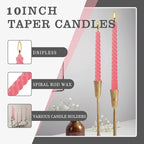 WPONSZU 10 Inch Pink Spiral Taper Candle Set of 12 Pack Unscented Dripless - Image 6