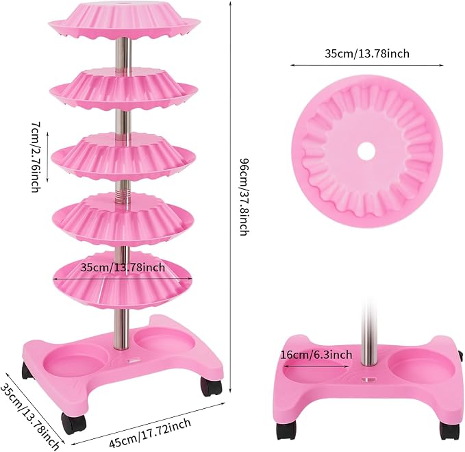 Nail Polish Trolley Organizer, 5 Tiers 360° Rotating Tray Nail Polish Spinning - Image 4