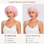 Shower Cap for Women Waterproof Reusable, Large Shower Cap Non-Slip - Image 3
