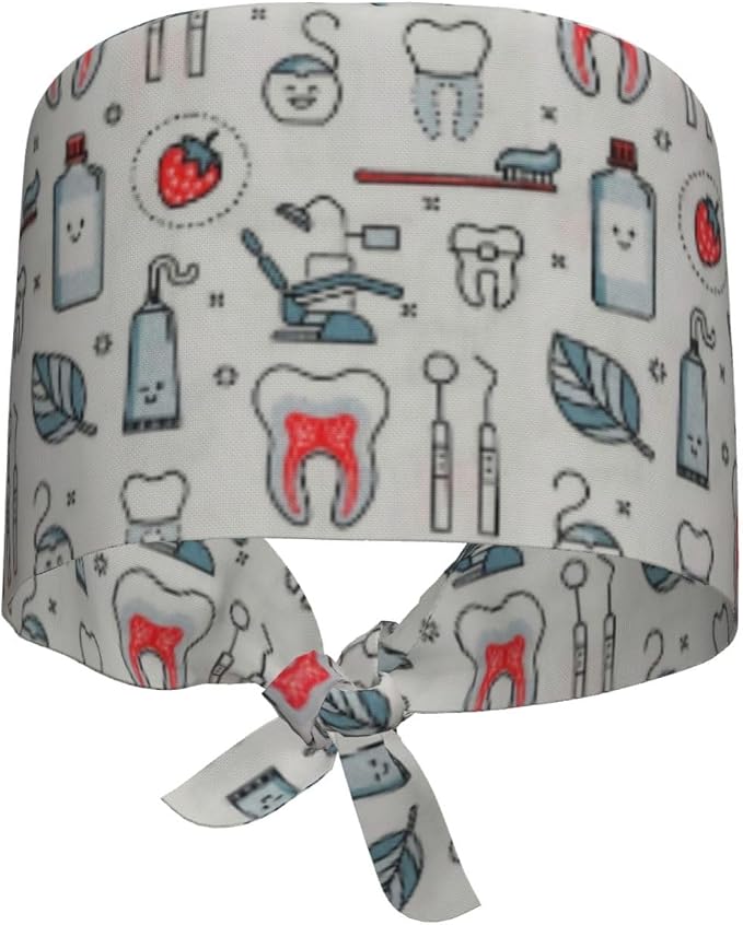 Working Cap Scrub Caps with Sweatband Adjustable Tie Back Hat Nurse Surgical - Image 7