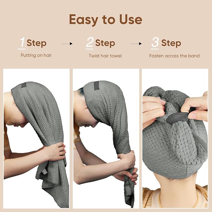 HOMEXCEL 5 Pack Large Microfiber Hair Towel Wrap - Image 6