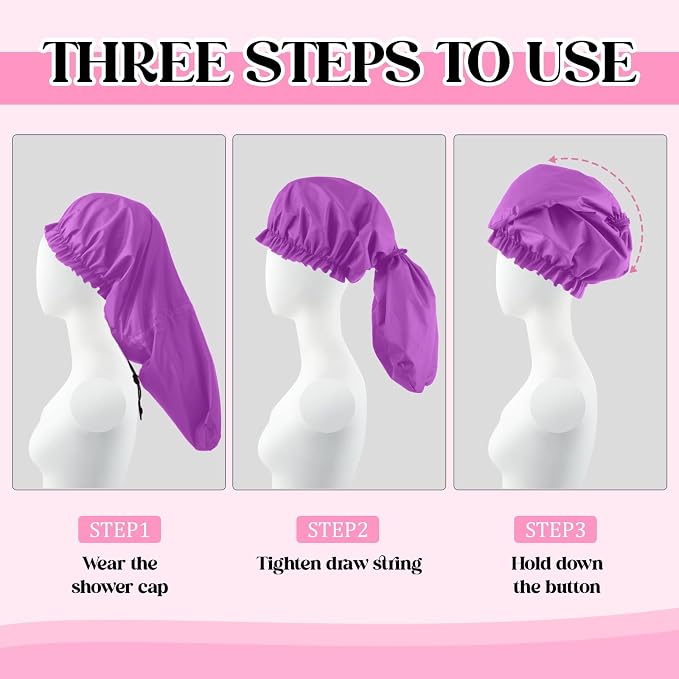 2 Pcs Large Shower Cap for Braids, Extra Long Shower Cap for Women Long Hair & - Image 4