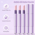 5PCS Cuticle Oil Pusher Pen Set, 2-in-1 Ceramic Cuticle Pushers - Image 2