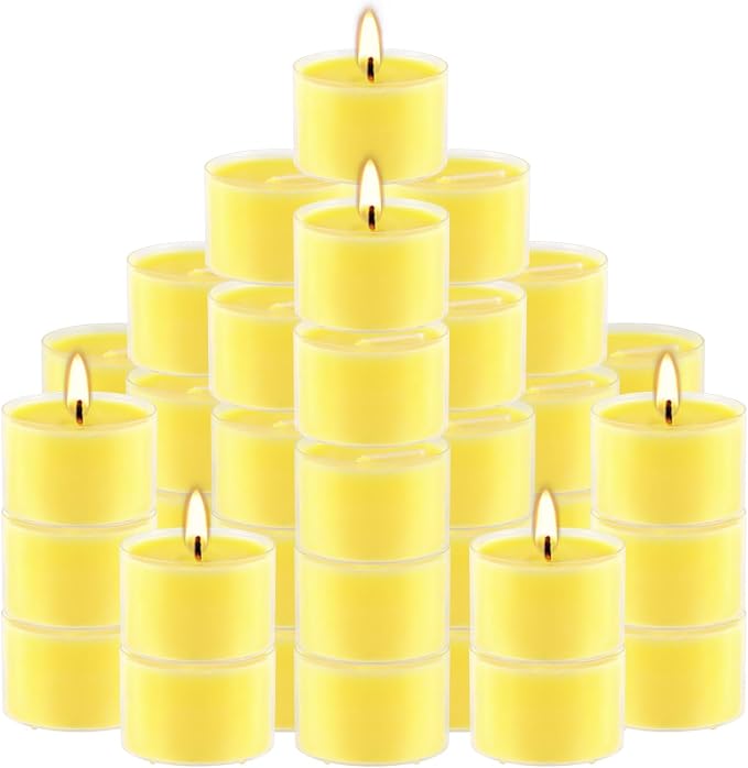 50 Pack Clear Tea Lights Candles Bulk, Summer Citronella Candle Outdoor and - Image 2