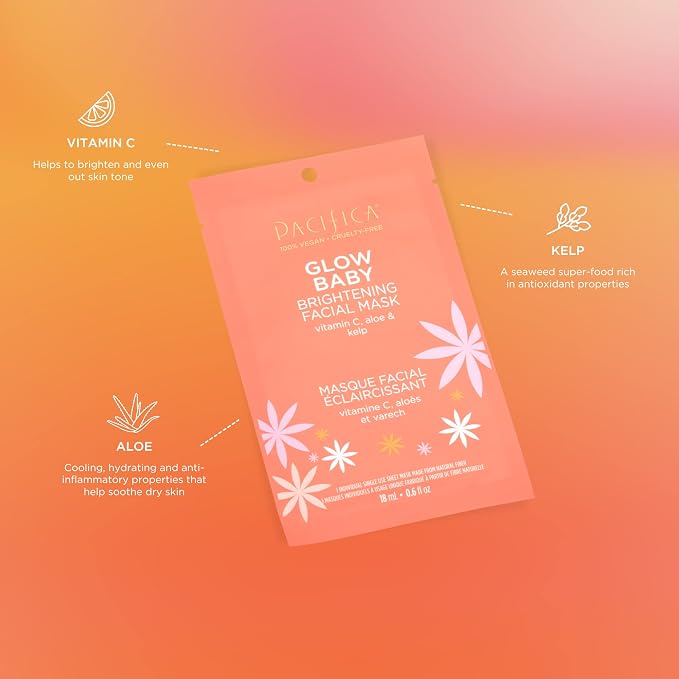 Pacifica Beauty, Glow Baby Brightening Face Mask, Sheet Mask, Vitamin C - Image 3