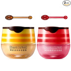 2 Pcs Bee Lip Balm Honey Pot, Honey & Strawberry Lip Mask Propolis Moisturizing by WFWJ