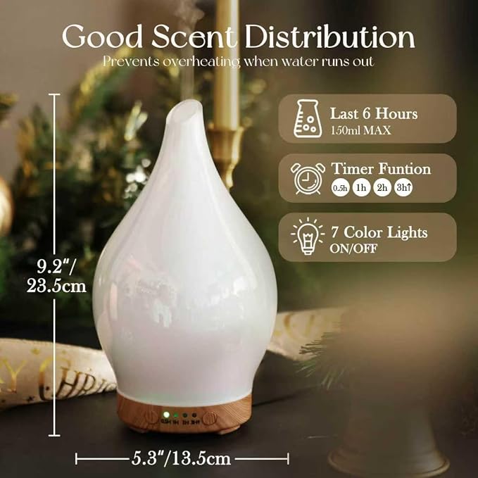 Porseme 150ml Essential Oil Diffuser Glass Color Changing Aroma Air Diffusers - Image 3