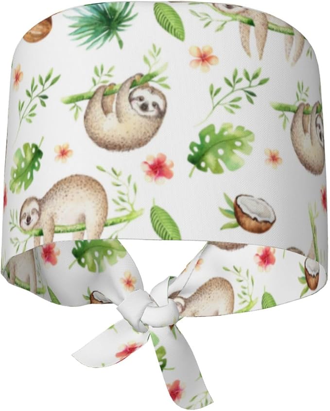 Adjustable Scrub Cap with Buttons & Sweatband, Working Hat with Elastic Tie Back - Image 9