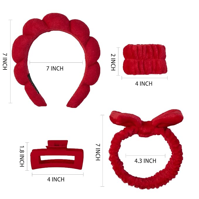 7 Pcs Spa Set, Facial Headband and Wristband Set, Skincare Accessories - Image 6