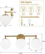 AKEZON Gold Vanity Light for Bathroom, Modern Bathroom Light Fixtures Over - Image 6