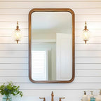 Brushed Antique Brass Bathroom Wall Sconce Vintage Style - Image 2
