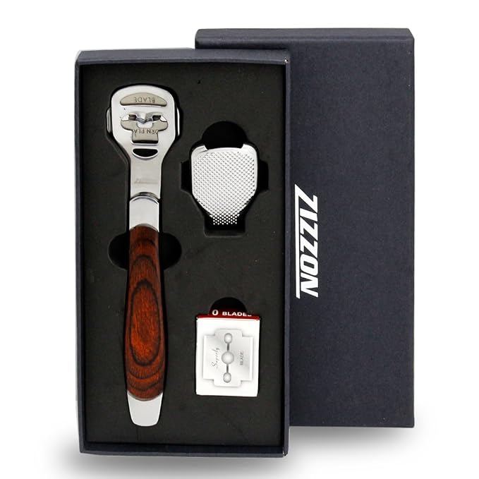 ZIZZON Foot Care Pedicure Callus Shaver Hard Skin Remover Wood Handle 10 Blades - Image 7