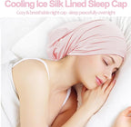 Sleep Cap Bonnet for Sleeping, Adjustable Cooling Ice Silk Lined Hair Bonnets - Image 3