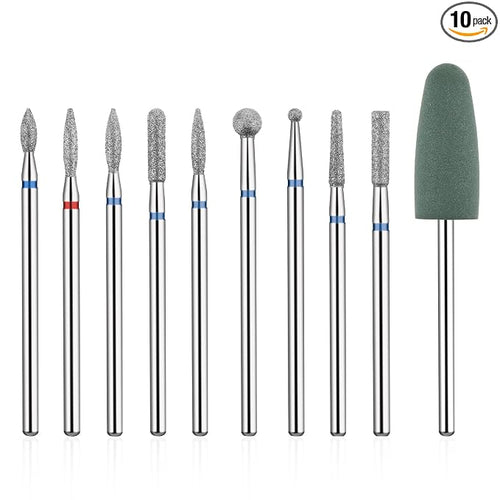 10 PCS Nail Drill Bits Set, Russian Manicure Drill Bits, Cuticle Remover Nail by salbsever