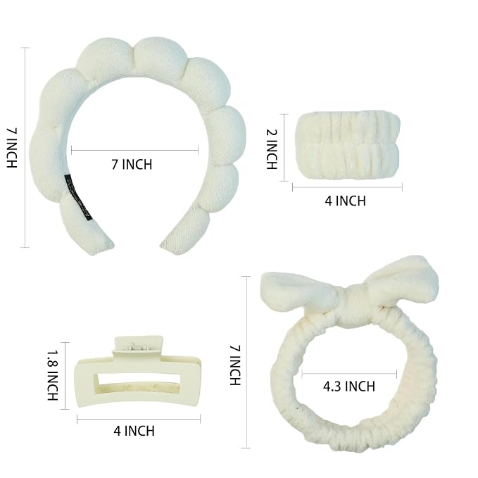 7 Pcs Spa Set, Facial Headband and Wristband Set, Skincare Accessories - Image 6