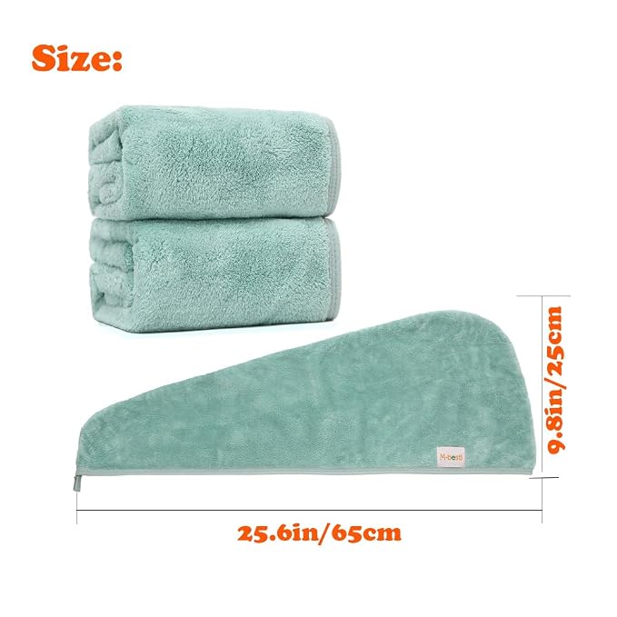 M-bestl 2 Pack Microfiber Hair Towel Wrap, Hair Drying Towel - Image 6