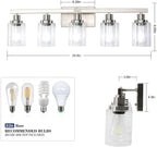 Bathroom Vanity Light, 5-Light Nickel Modern Matte Wall Sconce Lighting - Image 4
