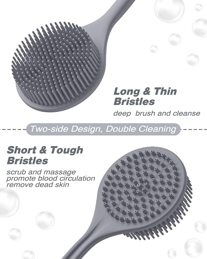 Manmihealth Silicone Back Scrubber & Bath Glove & Face Brush Set, - Image 4