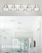 Bathroom Light Fixtures, 5 Light Brushed Nickel Vanity Light, 32 Inch Modern - Image 6