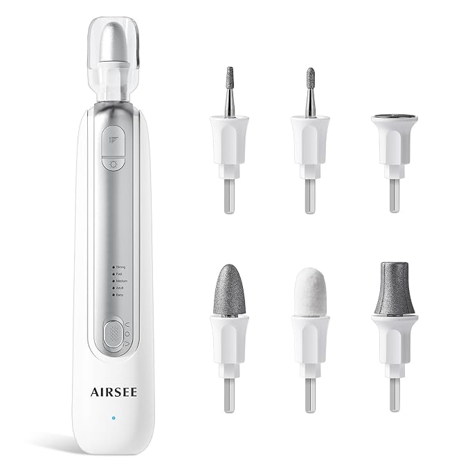 AIRSEE Professional Manicure Pedicure Kit, Cordless 6 in 1 Electric Nail File by AIRSEE
