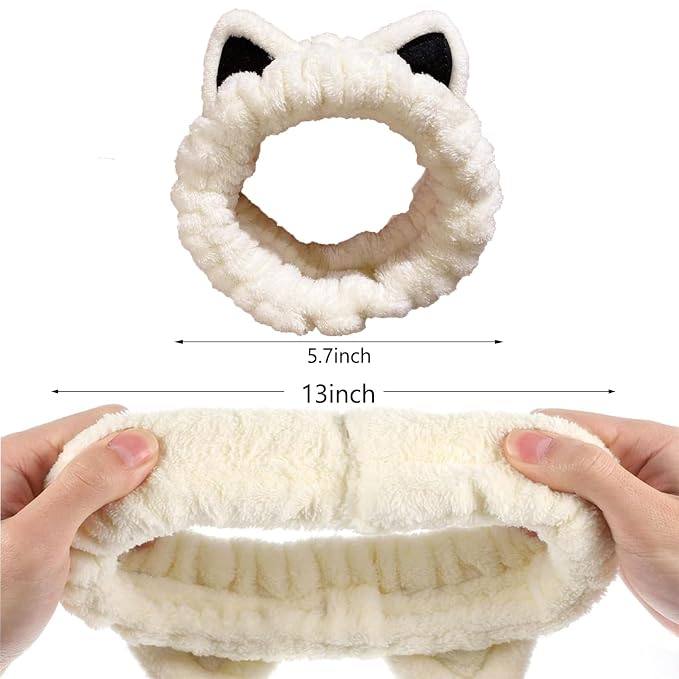 2 Pcs Cat Ears Headband, Cute Spa Headbands - Image 4