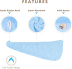 AIDEA Microfiber Hair Towel Wrap, 5 Pack Turbans, Super Absorbent Quick Dry - Image 2